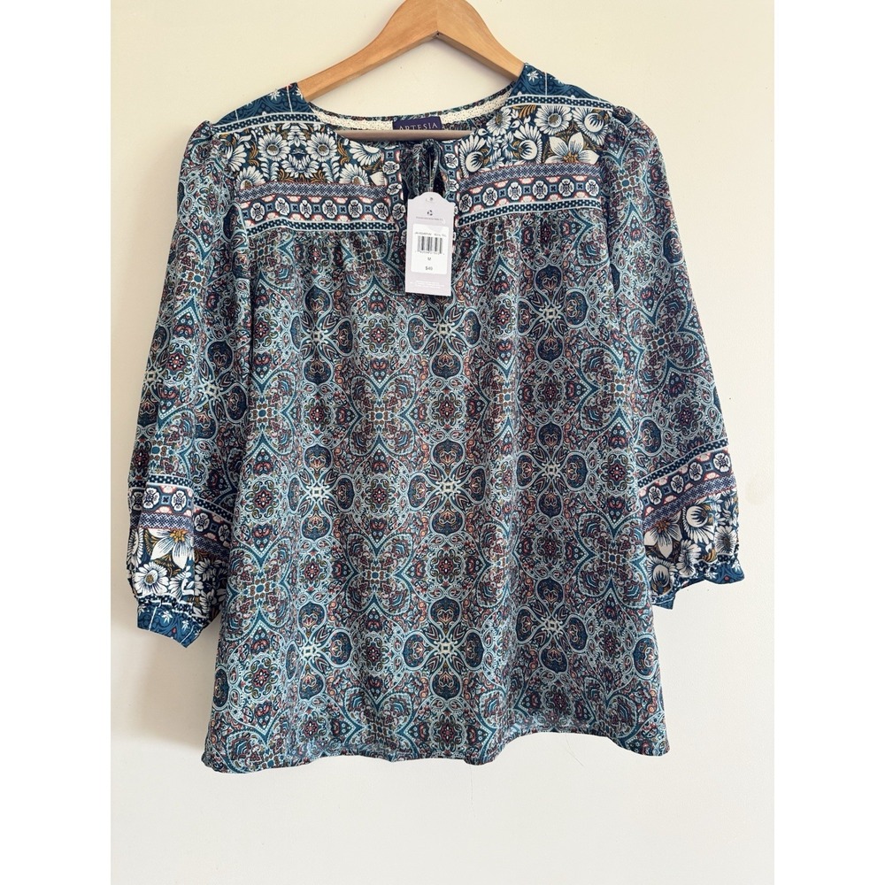 Women's New Nwt Artesia Tunic Blouse Flowy Top Floral Long Light Summer Medium